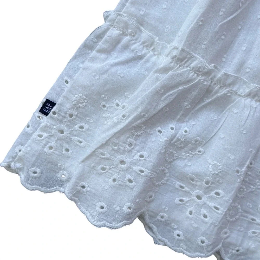 NWT GAP Kids Girls XL 14/16 White Eyelet Flutter Sleeve Tiered Dress